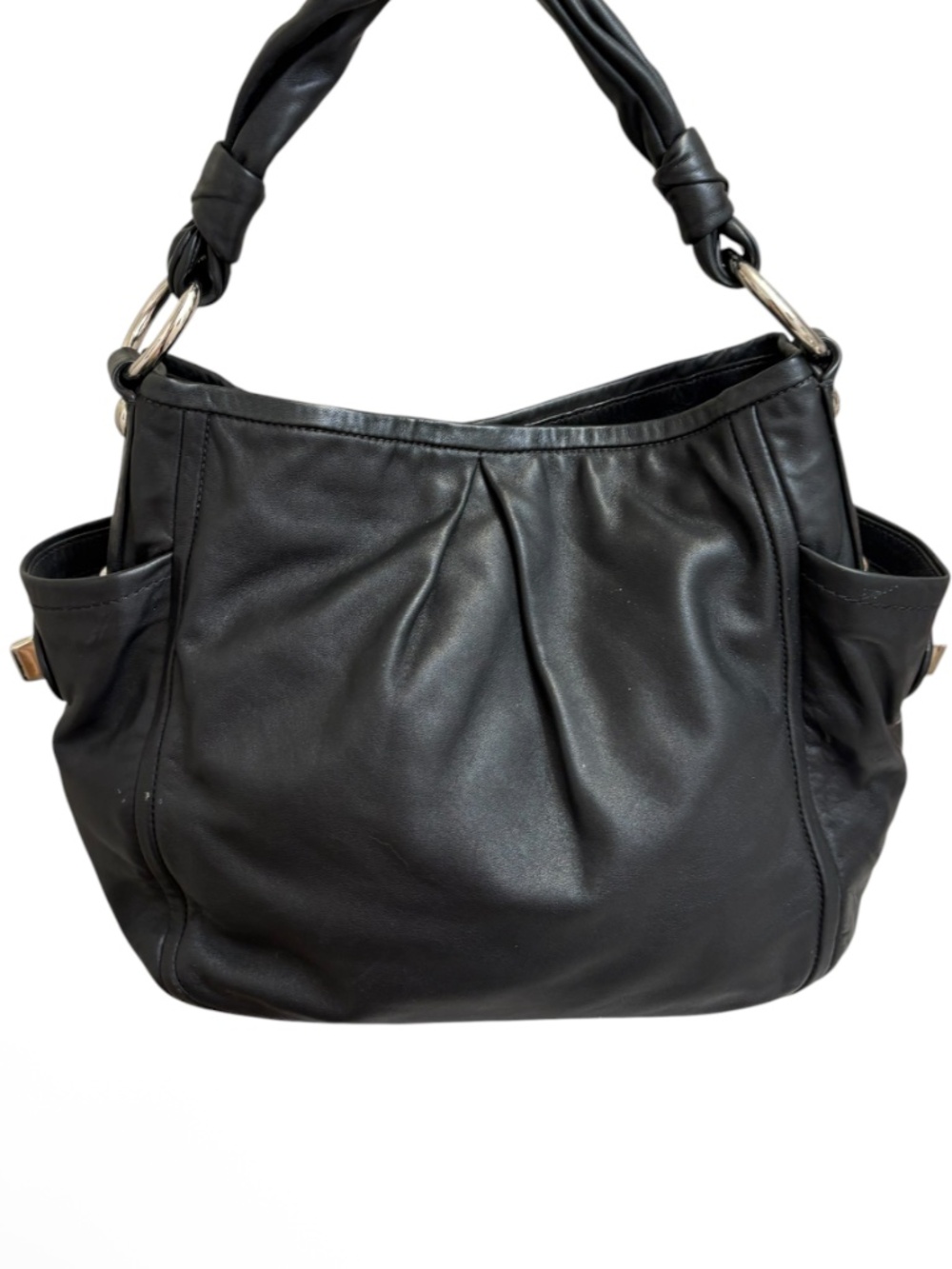 Coach 13412 vibrate y2k black leather Parker turnlock pleated hobo shoulder bag